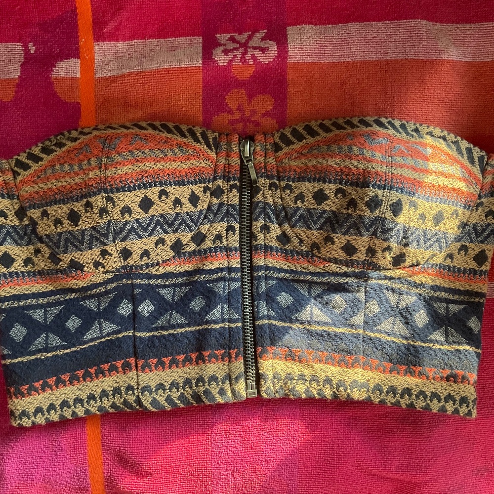 Tube Top With Zipper Tribal / Exotic Pattern